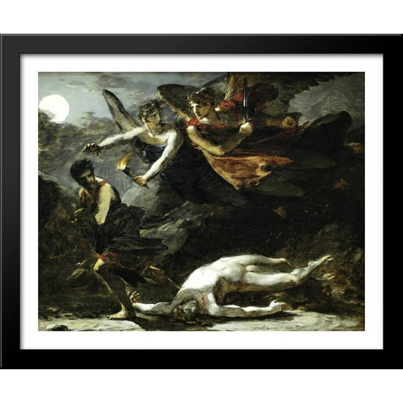 Justice and Divine Vengeance pursuing Crime (study) 34x28 Large Black Wood Framed Print Art by Pierre Paul Prud'hon