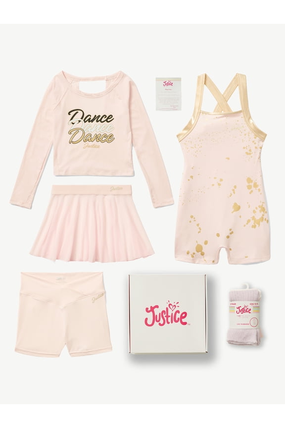 by Justice Activewear Dance Set, Long Sleeve Top & Biketard & Skirt, 7-Piece, Sizes XS-XL