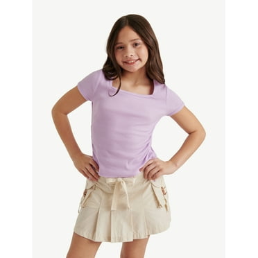Justice port Girls Square Neck Short Sleeve Top, Sizes XS - XLP