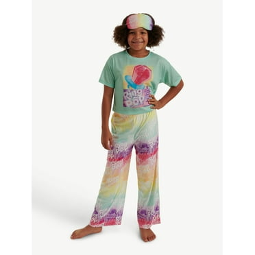 Justice x Ring Pop Girls Short Sleeve Top and Pant Pajama Set with Eyemask, 3-piece, Sizes 5-18