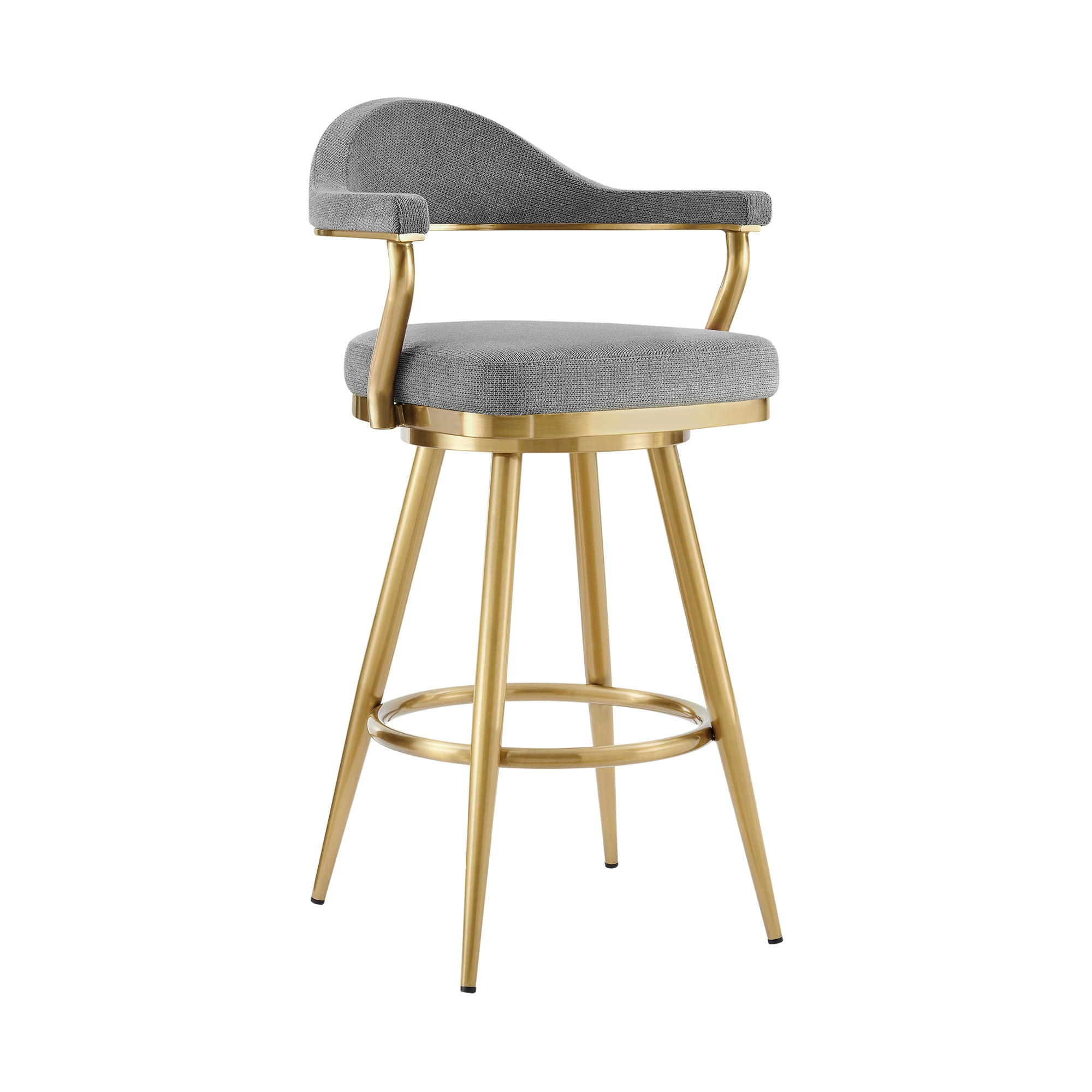 Justin 26" Gray Swivel Counter Stool with Gold Metal Frame