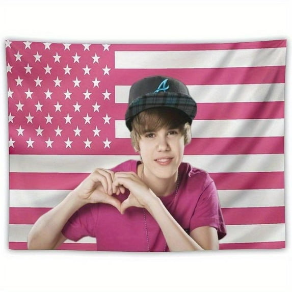 Justin American Stars Tapestry Stars Bieber Flag Tapestry Suitable for College Dormitory Bedroom Living Room Office Party Decoration Gift 40x30in