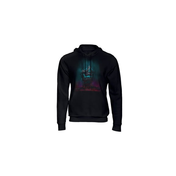 Justin Apparel Branded Pullover Hoodie – Trendy Graphic Artwork for Casual Wear – Unisex Design Hooded Sweatshirt for Men or Women - Curtain (Black - Medium)