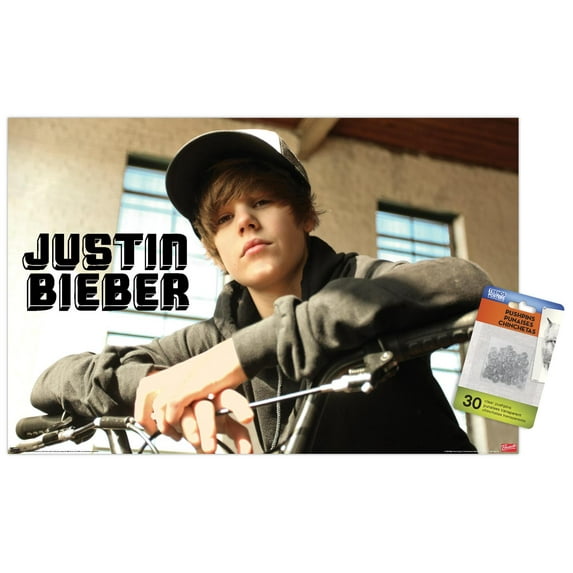 Justin Bieber - Bike Wall Poster with Push Pins, 14.725" x 22.375"