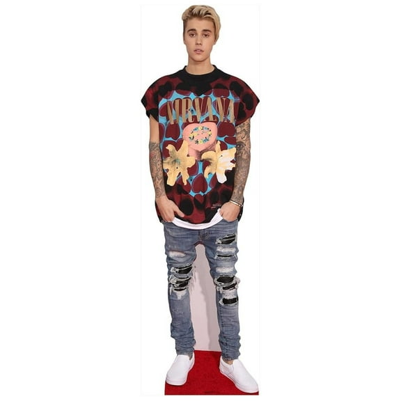 Justin Bieber Cardboard Cutout Life Size - Ripped Jeans Standee - Wall or Floor Display - 69" x 21" - Made in USA