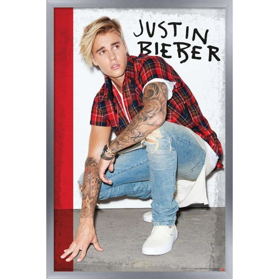 Justin Bieber - Flannel Wall Poster, 14.725" x 22.375", Framed