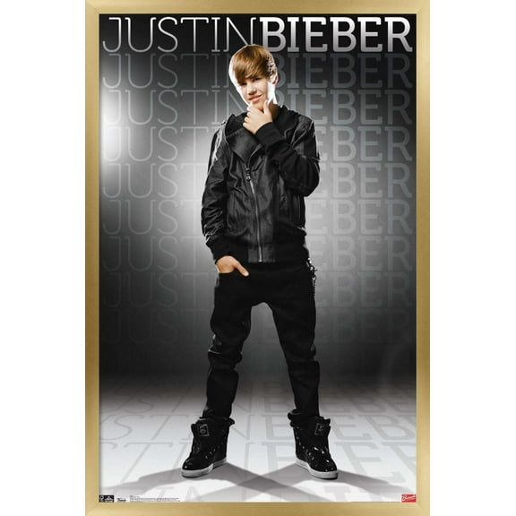 Justin Bieber - Gray Wall Poster, 22.375" x 34", Framed