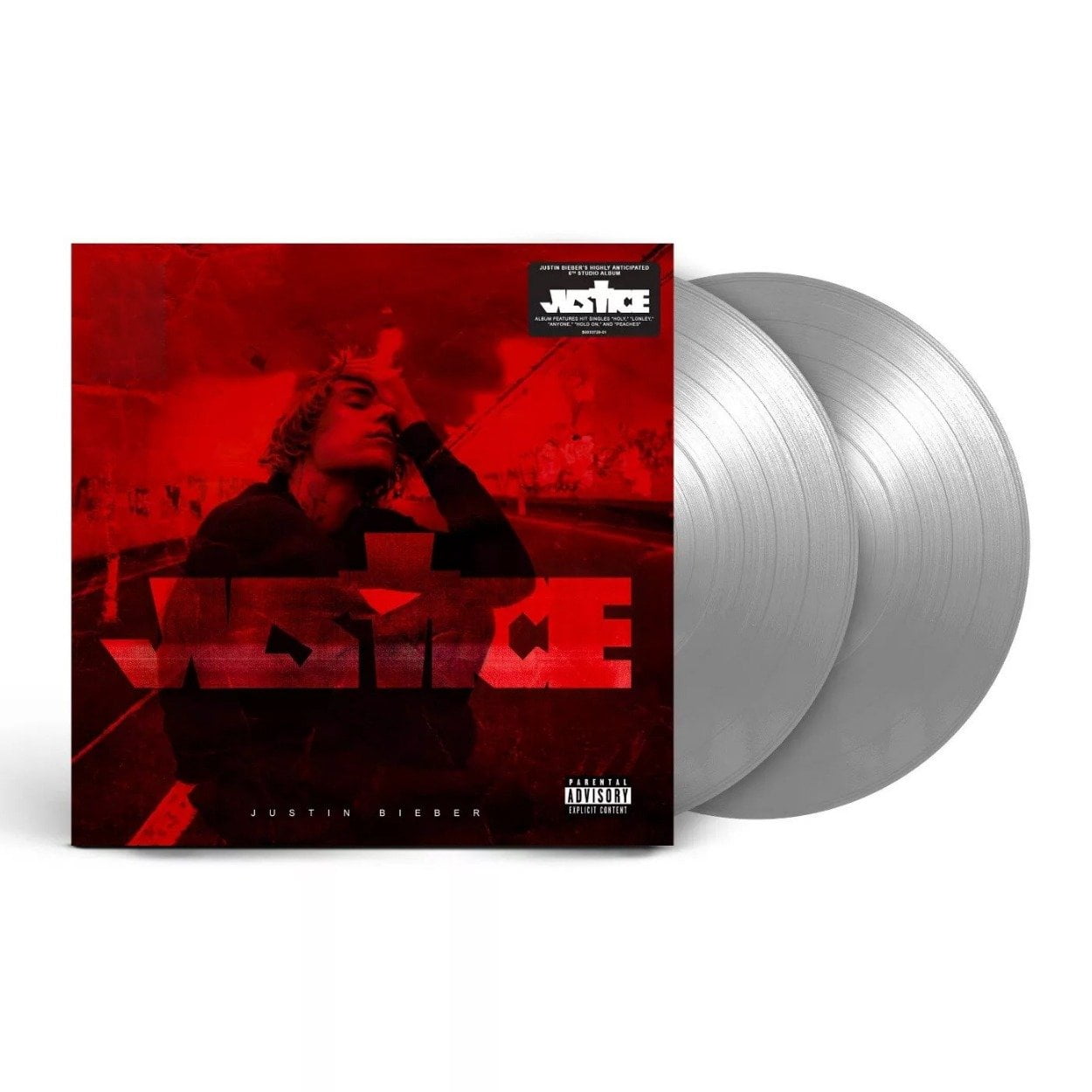Justin Bieber Justice Exclusive Silver Grey 2x LP Vinyl Record