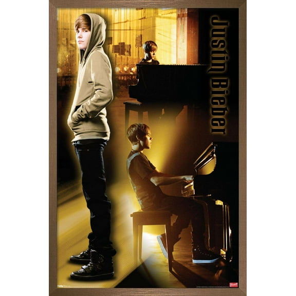 Justin Bieber - Piano Wall Poster, 14.725" x 22.375", Framed