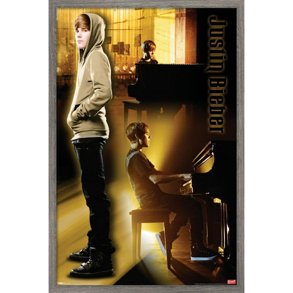 Justin Bieber - Piano Wall Poster, 22.375" x 34", Framed