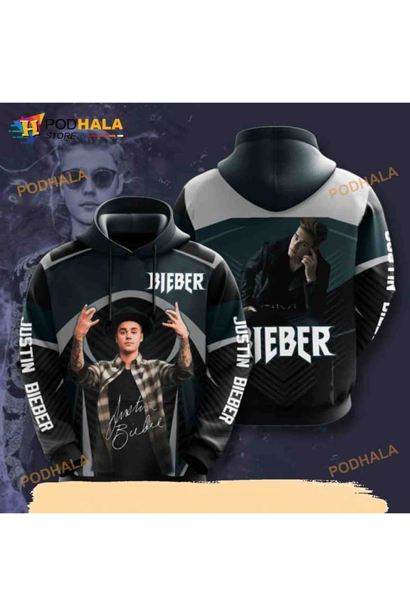 Justin Bieber Signature Design Gift For Fan Custom 3D All Over Printed Hoodie