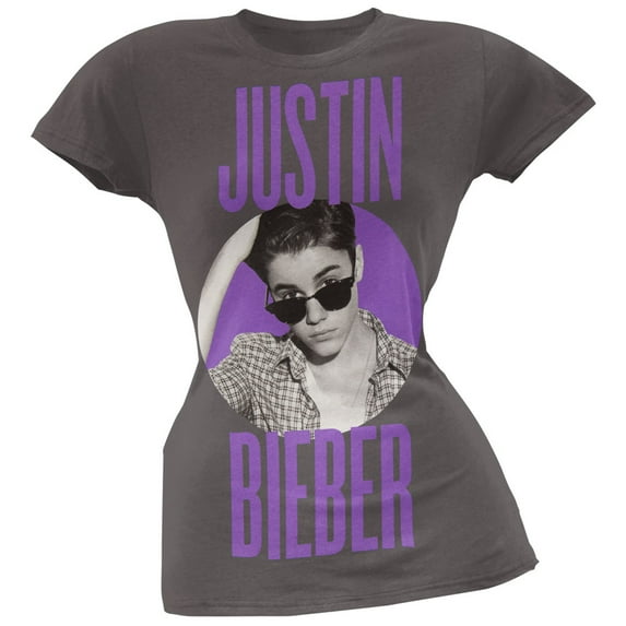Justin Bieber Women's Juniors Circle JB Short Sleeve T Shirt