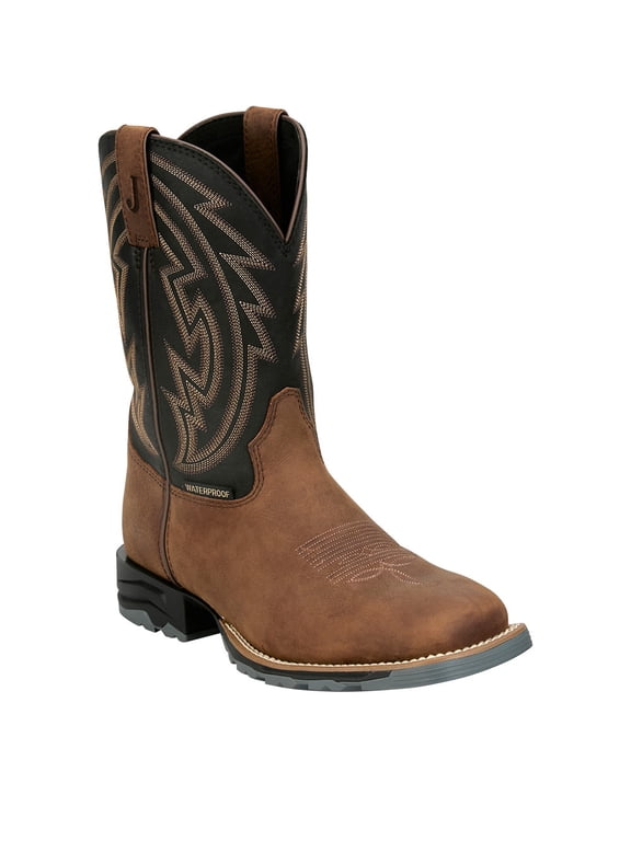 Boot Company Men's Justin Lytle Barnwood 11" WP Soft Square Toe Work Boot Brown 9 D