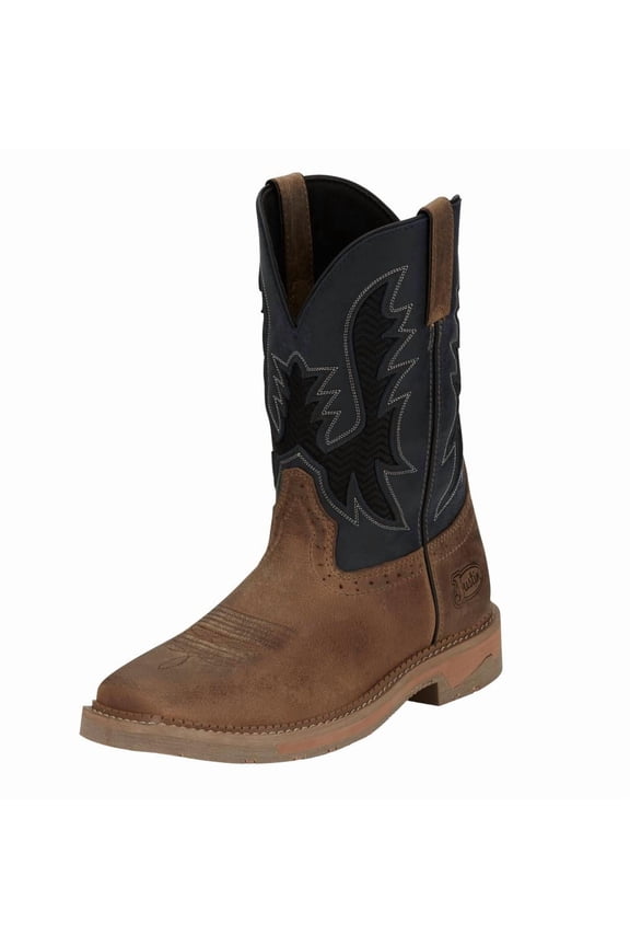 Boot Company Men`s Justin Stampede Bolt Peanut Tan 11In Top Soft Square Toe Work Boot Tan 10.5 D