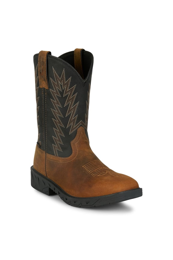 Boot Company Men`s Justin Taskmaker Brown 11In Top Square Steel Toe Work Boot Brown 9.5 D