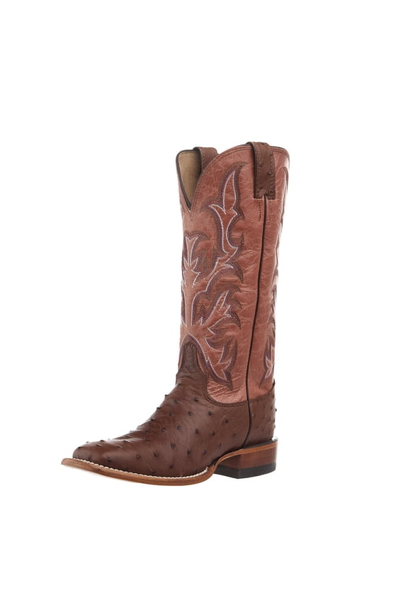 Boot Company Womens Women`s Justin Piper Full Quill Ostrich Square Toe Boot 7.5 B Brown