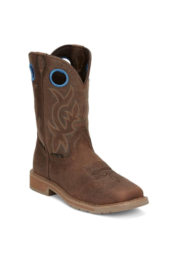 Boots Men Justin 11 in Steel Square Toe Work Boot Brown 8.5 D