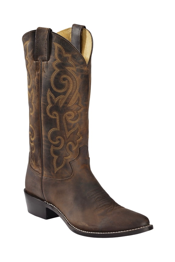 Men's Leather Western Boot Round Toe Brown 10 1/2 EE US