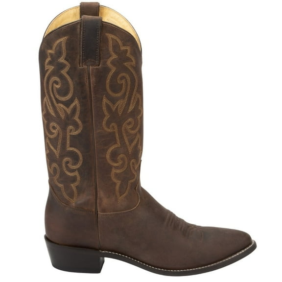 Justin Boots Mens Buck Embroidered Round Toe Pull On Cowboy  Mid Calf Boots
