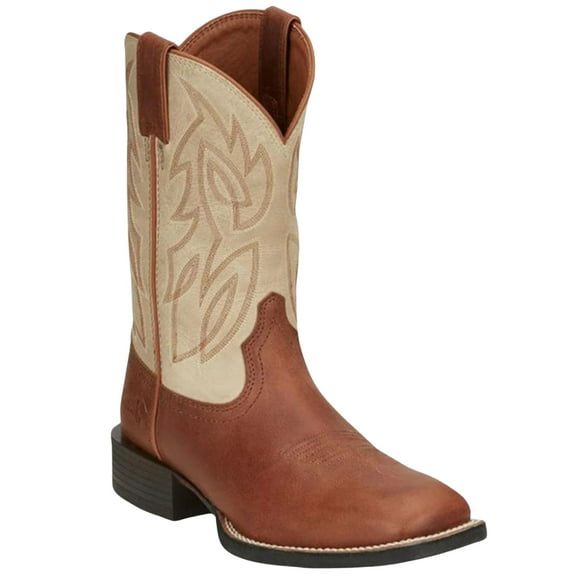 Justin Men's Canter Performance Western Boot Broad Square Toe Brown 12 D(M) US