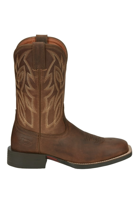 Men's Dusky Canter Cowhide Leather Western Boot Broad Square Toe Brown 8 D(M) US