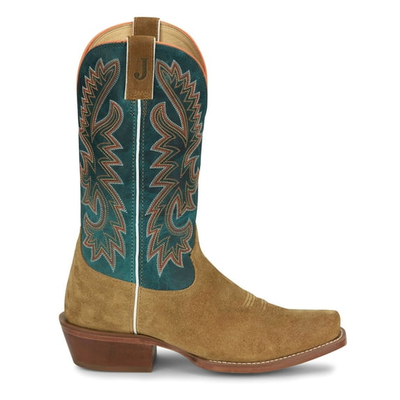 Justin Boots Mens Jimmy Embroidered Square Toe Pull On Cowboy Mid Calf Boo