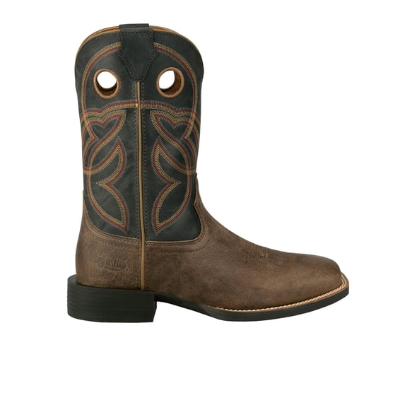 Justin Boots Mens Lubbock Embroidered Square Toe Cowboy Mid Calf Boots