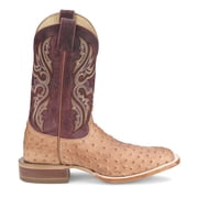 Justin Boots Mens Moseley Full Quill Ostrich Square Toe Pull On Cowboy Mid