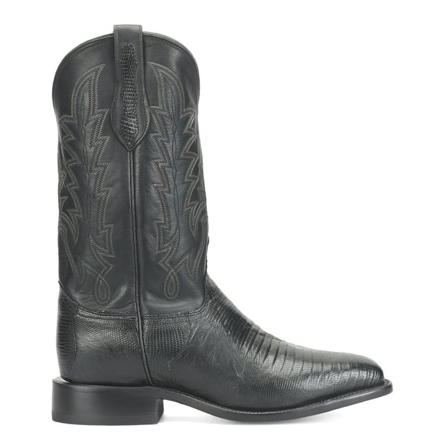 Justin Boots Mens Reposado Lizard Square Toe Pull On Cowboy Mid Calf Dress