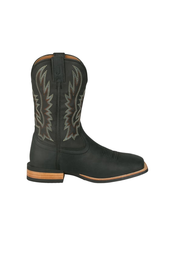 Boots Mens Rustle 11 Inch Embroidered Square Toe Pull On Cowboy Mid