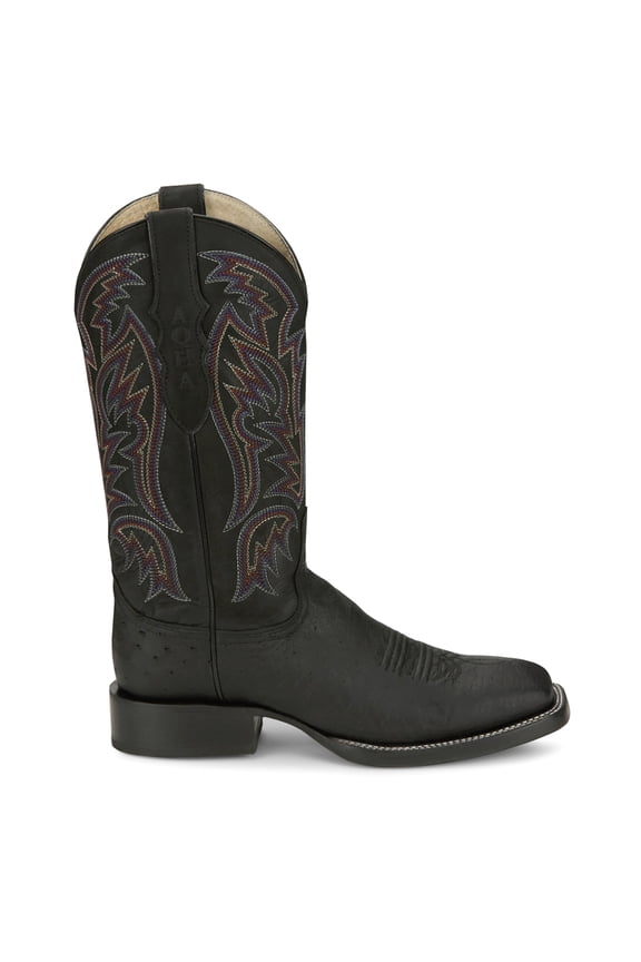 Boots Mens Three Bars Smooth Ostrich Square Toe Cowboy Mid Calf Boo
