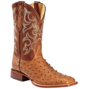 Justin Mens Waxy Full Quill Ostrich Western Boot Broad Square Toe Cognac 13 EE US