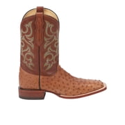 Justin Mens Waxy Full Quill Ostrich Western Boot Broad Square Toe Cognac 14 DM US