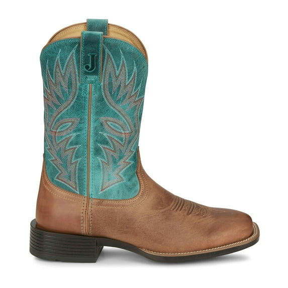 Justin Boots Mens Zeke Wide Square Toe Cowboy Mid Calf Boots