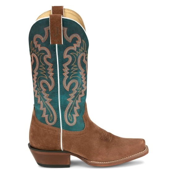 Justin Boots Womens Annie Up Embroidered Square Toe Cowboy Mid Calf Boots
