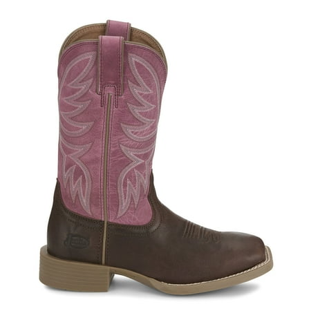 Justin Boots Womens Demeter Embroidered Wide Square Toe Cowboy Mid Calf Bo