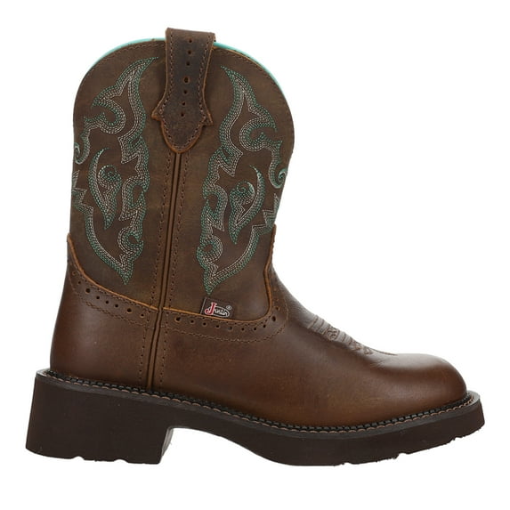 Justin Boots Womens Gemma Embroidered Round Toe Cowboy Mid Calf Boots