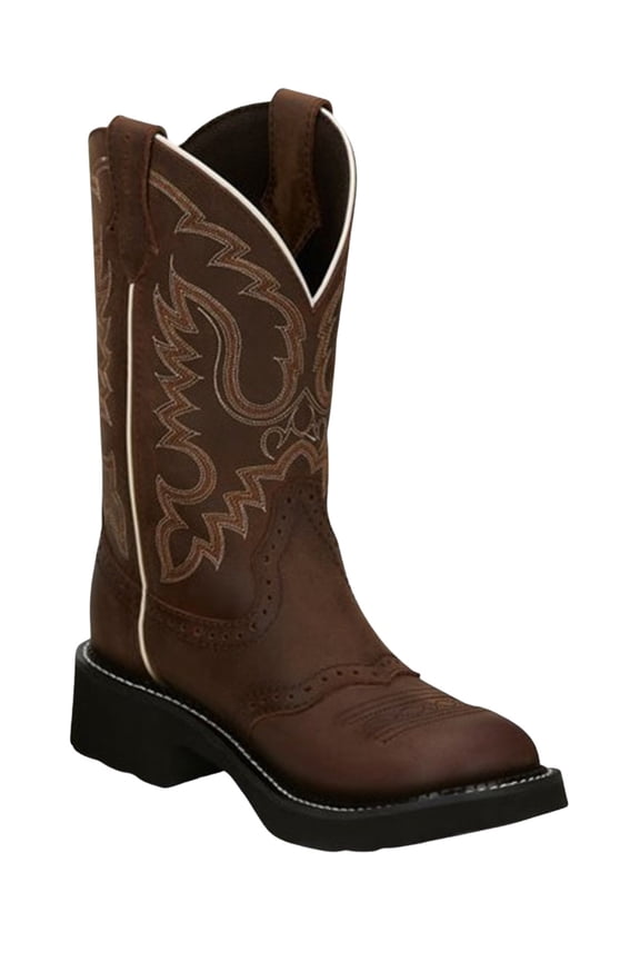 Women's Inji Western Boot Round Toe Distressed Brown 9 1/2 M US