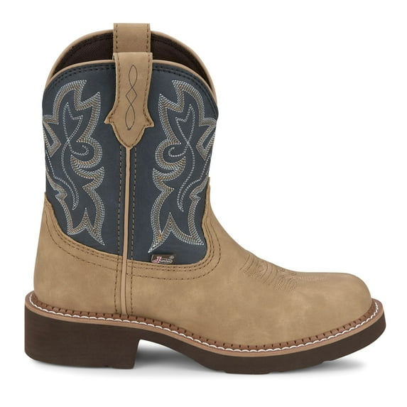 Justin Boots Womens Kay Embroidered Round Toe Cowboy Mid Calf Boots