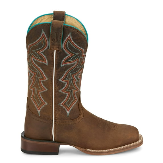 Justin Boots Womens Miss Ellie Embroidered Square Toe Cowboy Mid Calf Boot