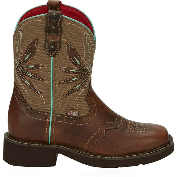 Justin Boots Womens Nettie Embroidery Square Toe Cowboy Casual Boots Ankle Low Heel 1-2"