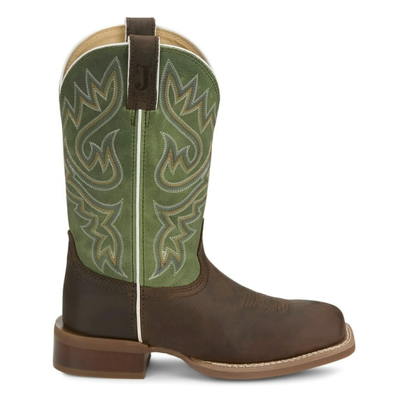 Justin Boots Womens Sugar Embroidered Square Toe Pull On Cowboy Mid Calf