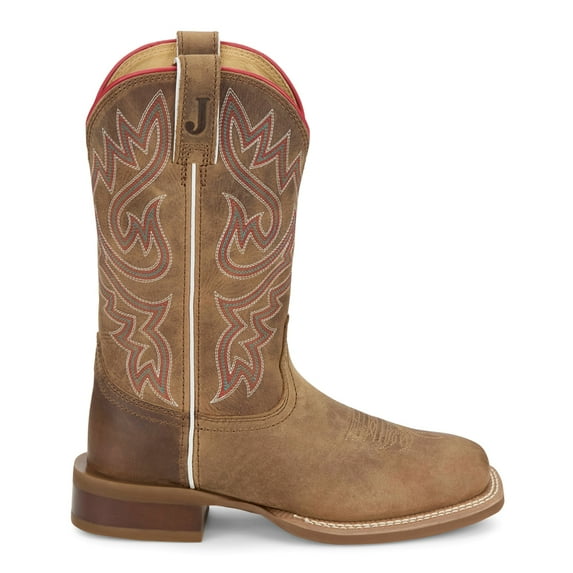 Justin Boots Womens Sugar Embroidered Square Toe Pull On Cowboy Mid Calf