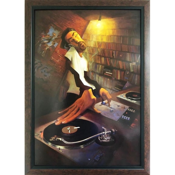 Justin Bua "DJ" Plate Signed Custom FRAMED African American Art Generic