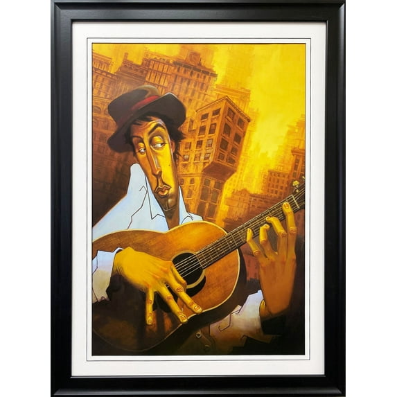 Justin Bua "El Guitarista" Custom FRAMED African American Art Generic