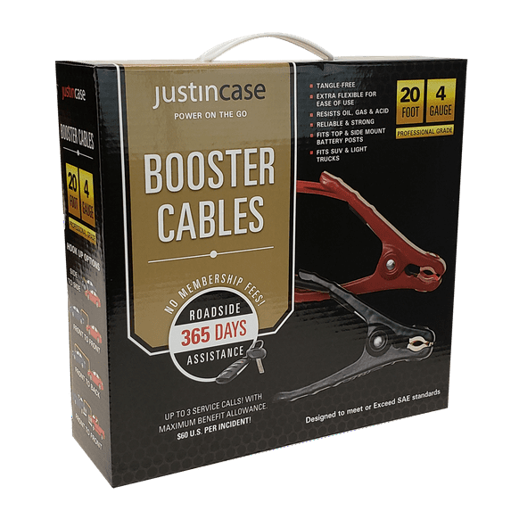 Justin Case 20ft 4 Gauge Booster Cable with 365 Days of Roadside Assistance
