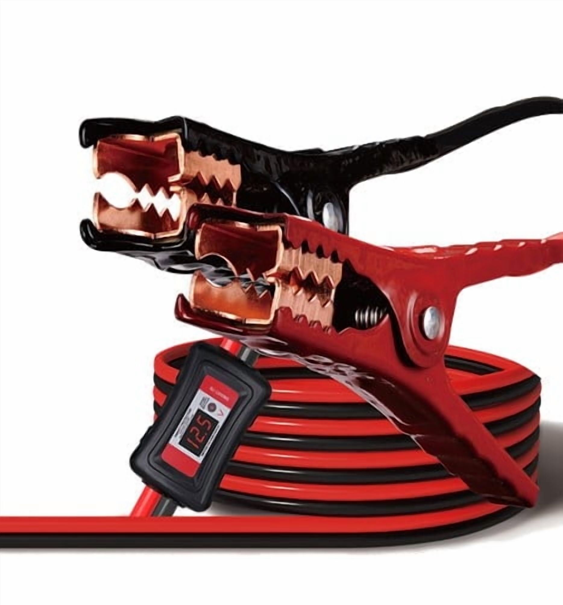 Justin Case Smart 16 Foot 6 Gauge Heavy-Duty Jumper Cables with Integrated Voltage Meter