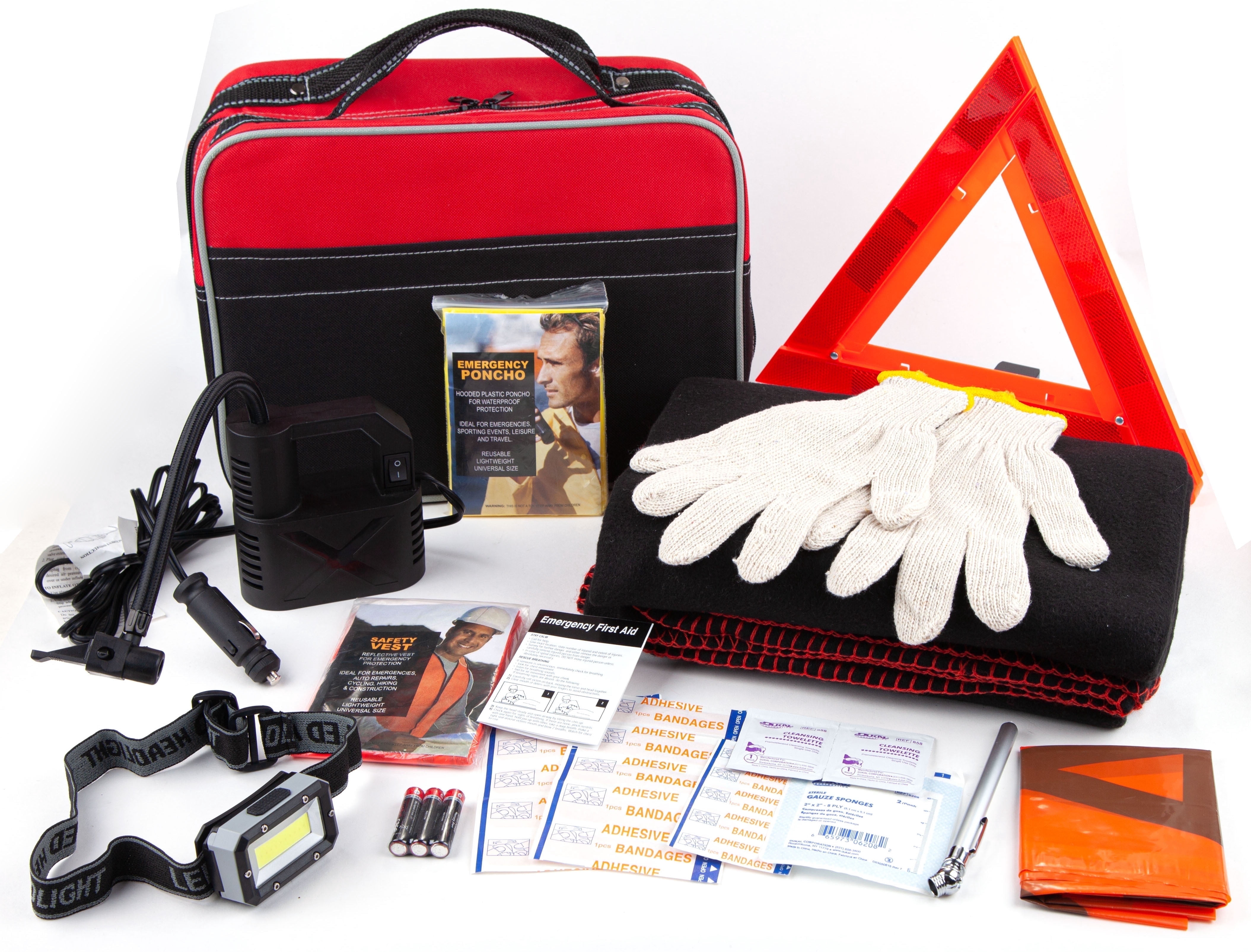 Compressor In First Aid Justin Case Urban Heavy-Duty, Portable Roadside Emergency Car Kit with ...