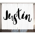 thumbnail image 1 of Ambesonne Justin Curtains 2 Panel Set, Modern Popular Male Name, 108" x 63", Black and White, 1 of 3
