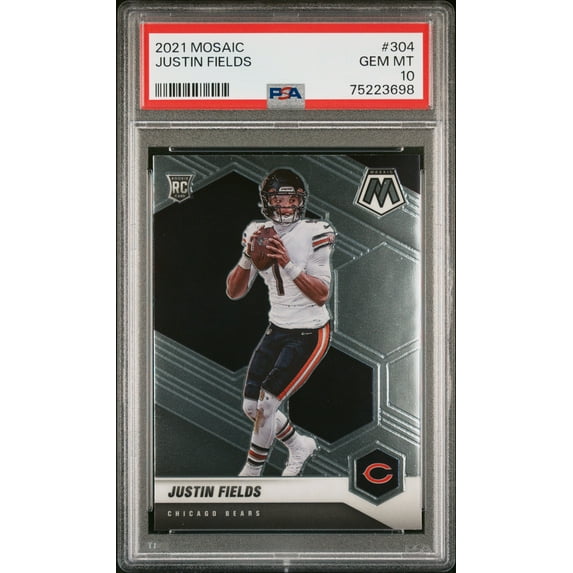 Justin Fields 2021 Panini Mosaic Football Rookie Card #304 Graded PSA 10